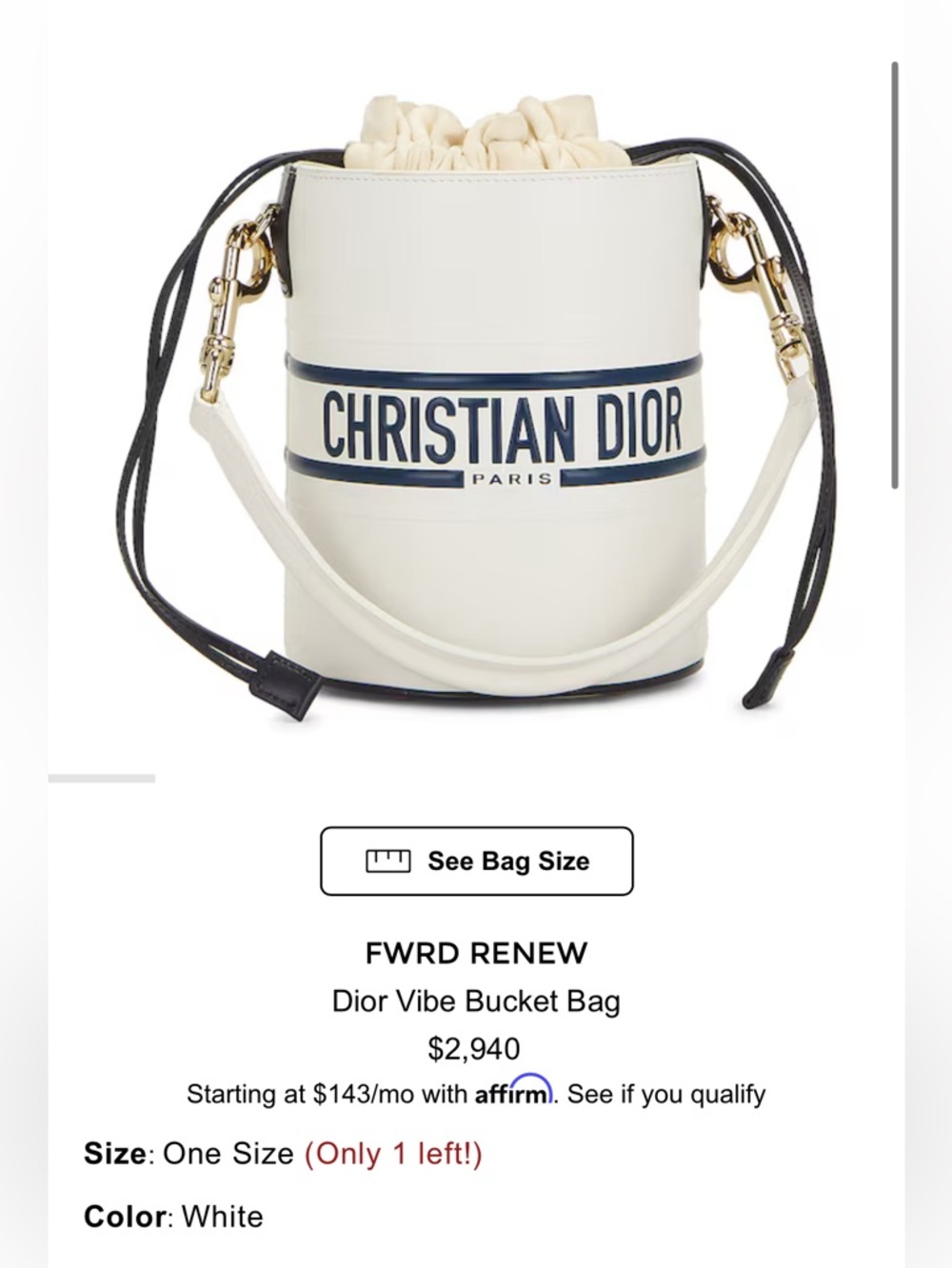 Christian Dior Dior Vibe Bucket Handbag Leather White Women's